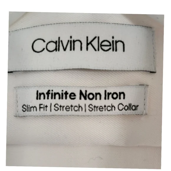 CALVIN KLEIN MEN'S WHITE INFINITE NON IRON DRESS SHIRT, SIZE 16 - Picture 3 of 4